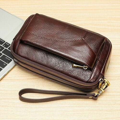 Сумка  мужская классическая из натуральной коровьей кожи, фактура гладкая, Коричнево-бордовый