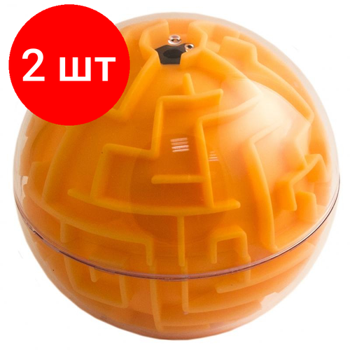 Комплект 2 штук, Головоломка лабиринт Сфера оранжевая, эврика, 98721