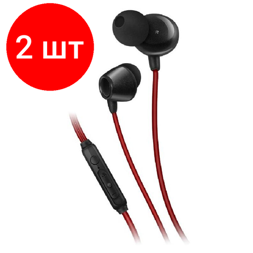Комплект 2 штук Наушники внутриканальные с микрофоном SVEN E-292M черн-красн пульт 301900₽