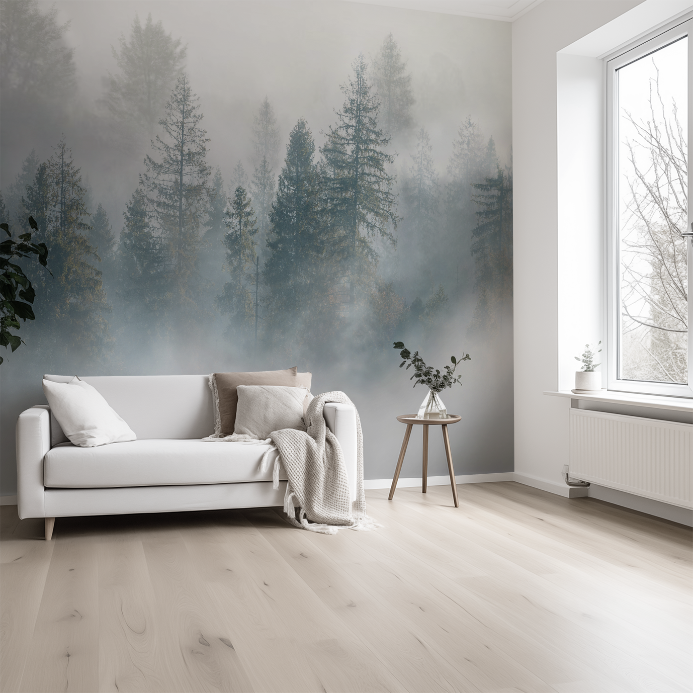 фото Фотообои на стену Fotooboikin "Туман в лесу" 300х270