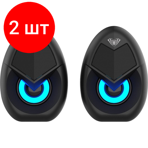 Комплект 2 штук, Колонки 2.0 AULA N-69 3.5 мм, AUX, питание USB, подсветка