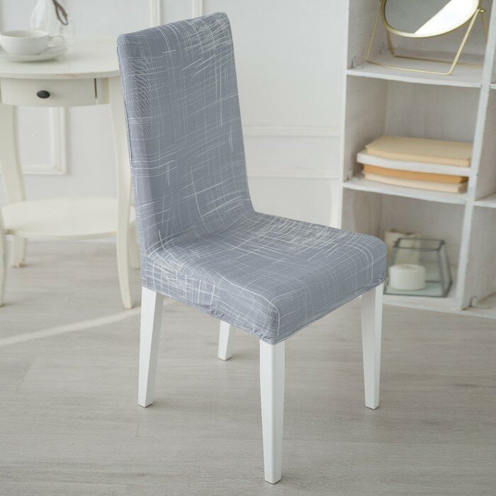 фото Чехол на стул Каприз трикотаж, цв серебро п/э100%