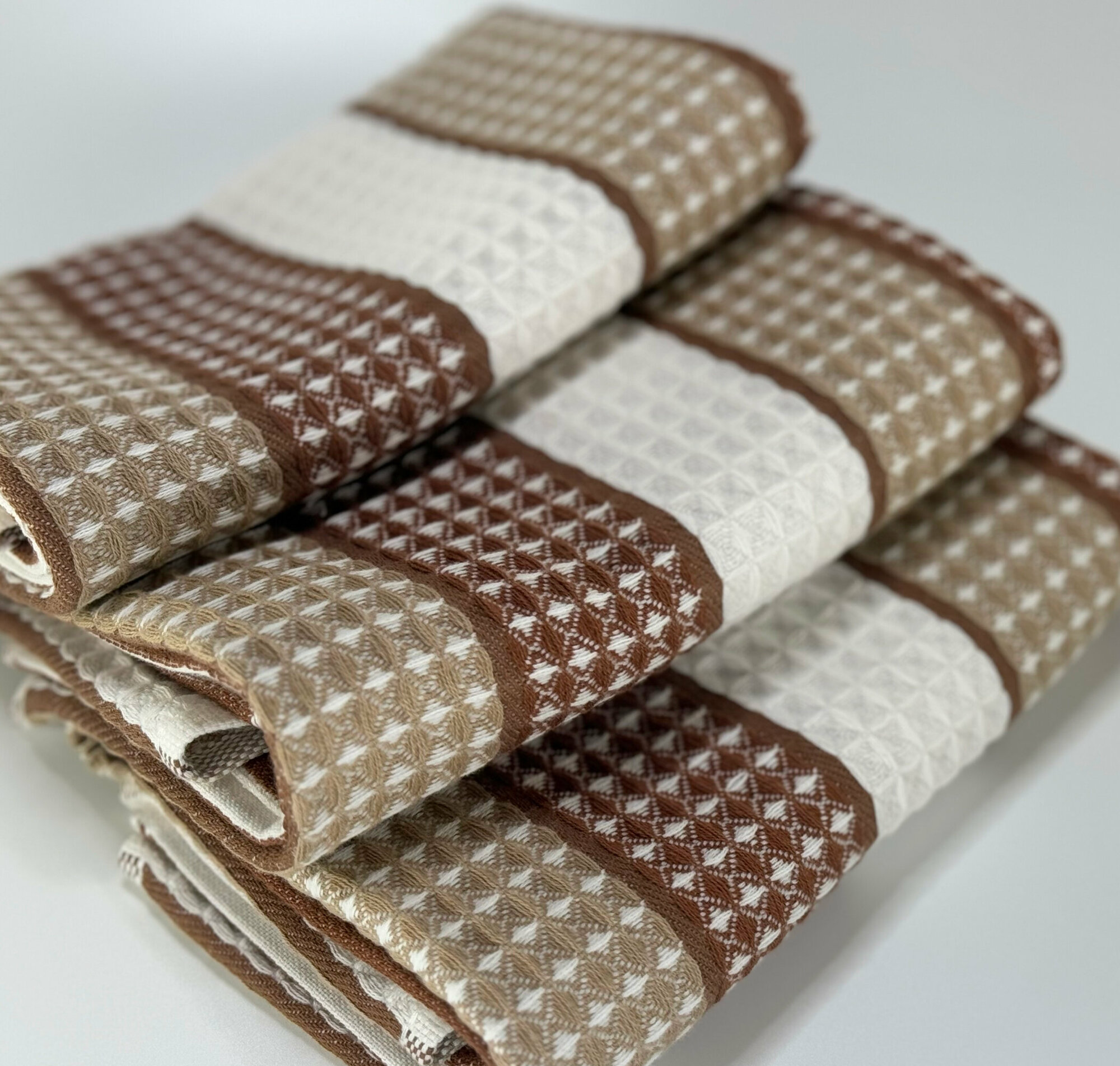 фото Полотенца подарочные вафельные, 3 штуки, серо-синяя полоска