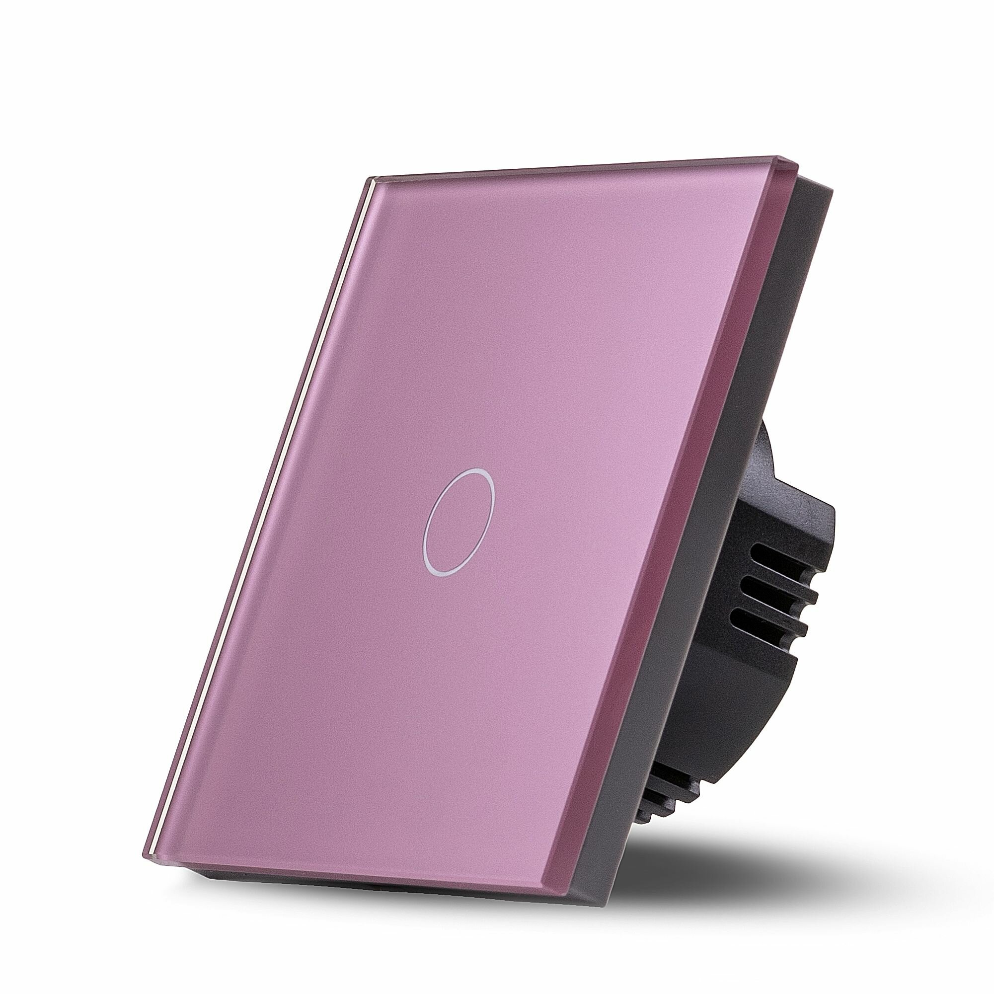 Сенсорный выключатель 1 клавиша 1 пост, (1G) стекло 86х86 мм, цвет розовый