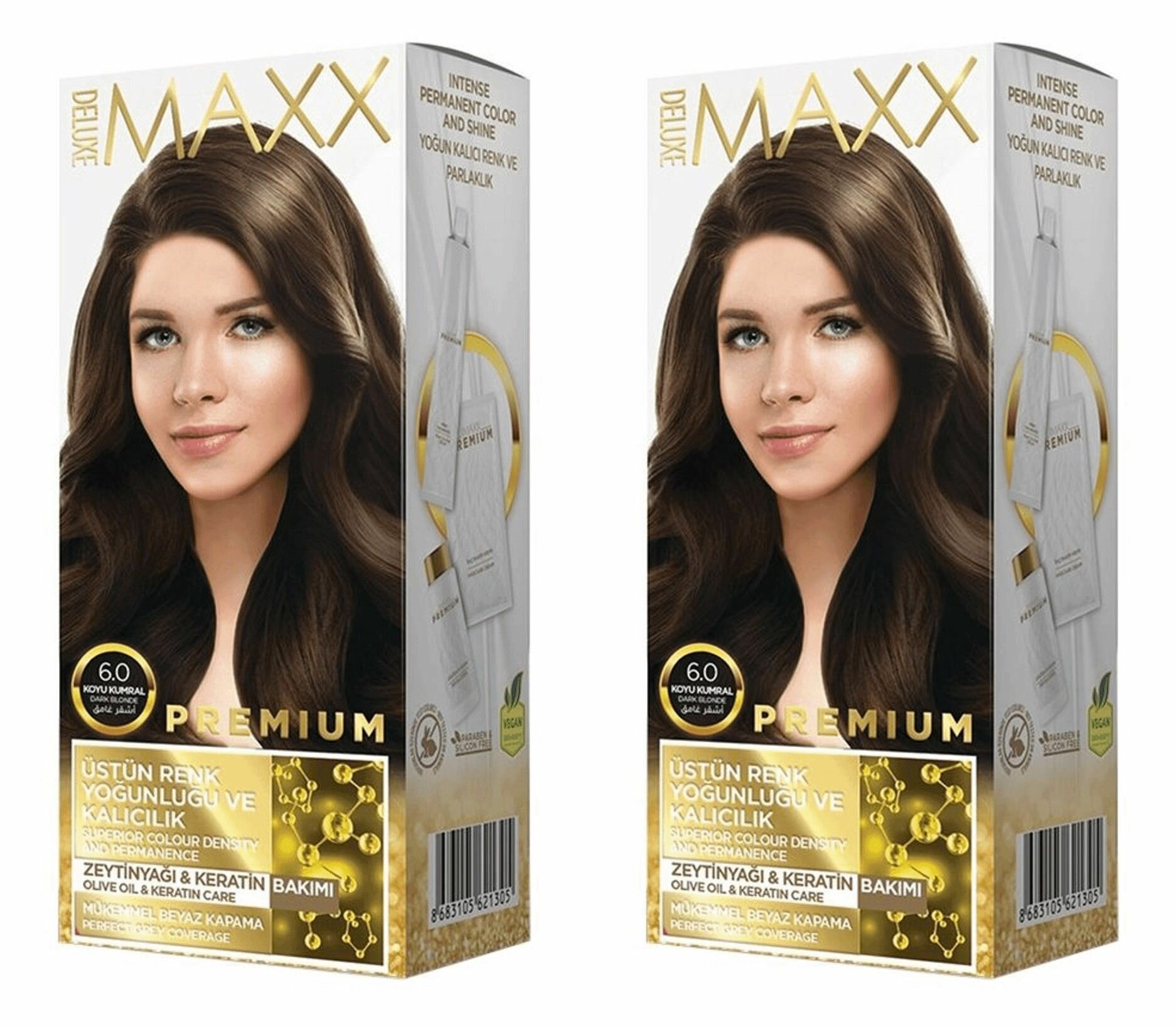 MAXX DELUXE Краска для волос Premium, тон 6.0 Темно-русый, 110 г, 2 шт