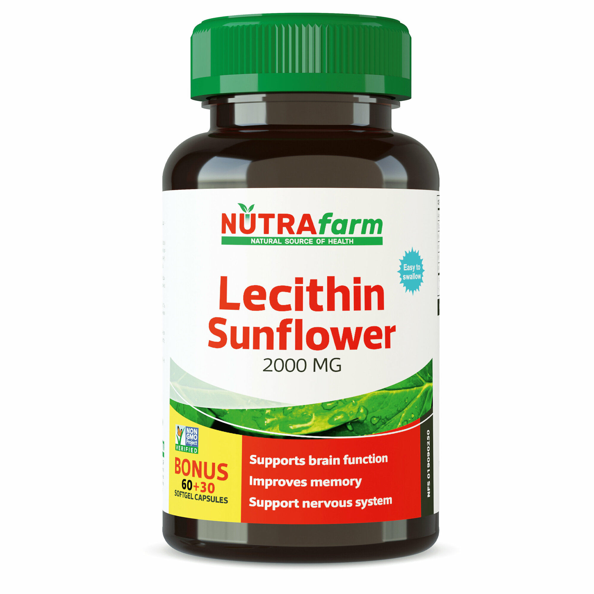 Лецитин подсолнечный подсолнечника 2000 мг БАД Sunflower Lecithin NUTRAFARM фосфолипиды для печени ускорения процесса расщепления жиров