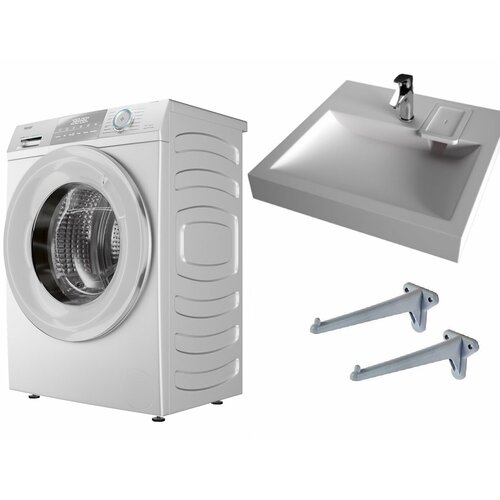 Стиральная машина с паром Haier HW60-BP10929B с раковиной Solo Jazz 50 над стиральной машиной 5305000₽