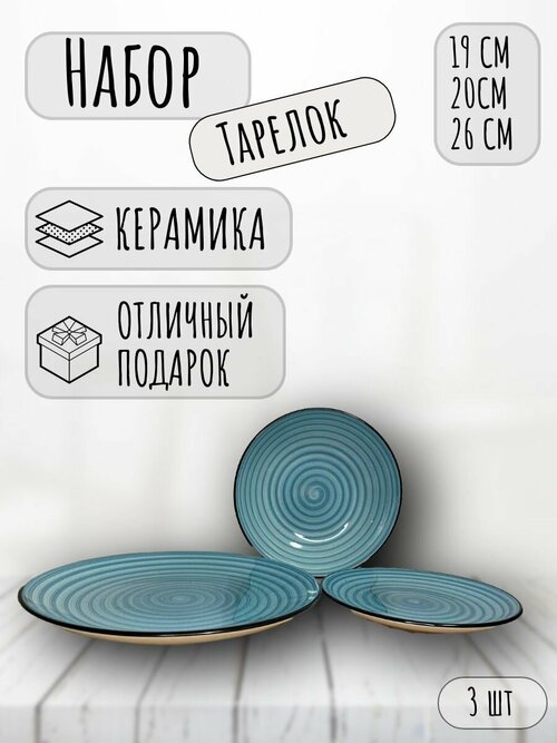 Набор тарелок из 3 шт, разного диаметра