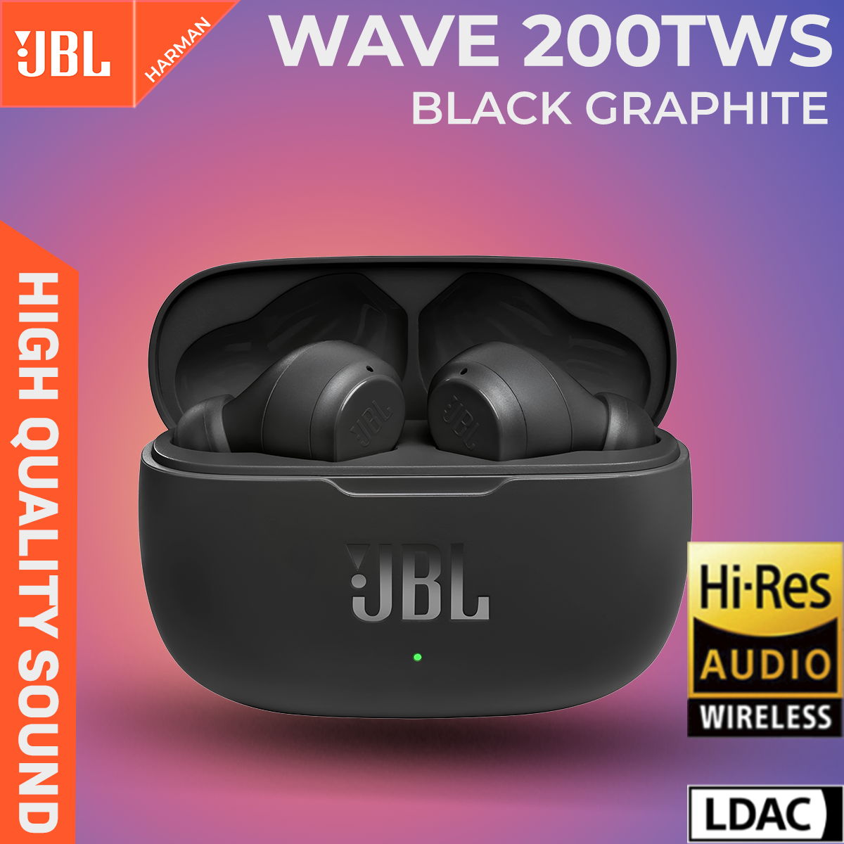 Беспроводные наушники JBL Wave 200TWS, USB Type-C, черный