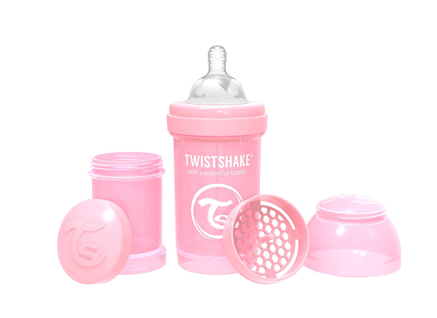 Бутылочка Twistshake для кормления антиколиковая пластик с рождения, 180 мл, цвет: розовый - фото №18