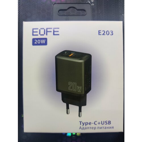 Сетевое зарядное устройство EOFE E203, 20W, USB(A+C), PD3.0 черное