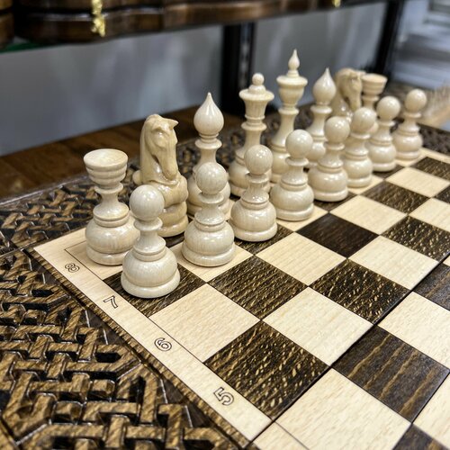 Шахматы 3в1 из бука 40 см