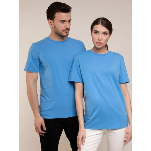Футболка Uzcotton футболка мужская UZCOTTON однотонная базовая хлопковая, размер 46-48\M, голубой