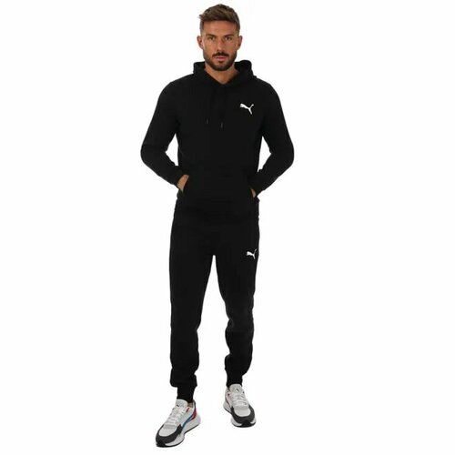 фото Брюки черные спортивные штаны с логотипом puma mens essentials, размер l, черный getthelabel