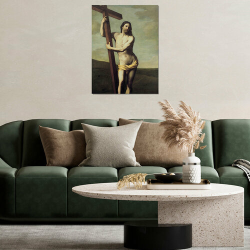 Картина на холсте, репродукция / Гвидо Рени - Cristo resucitado abrazado a la Cruz / Размер 30 x 40 см