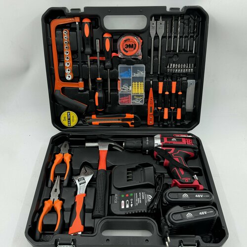 Шуруповерт Дрель Шуруповерт 48 v с набором инструментов аккумуляторный 2АКБ От аккумулятора 48 В 42 Нм 2 АКБ 645000₽