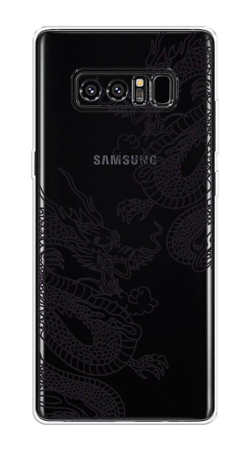 Силиконовый чехол на Samsung Galaxy Note 8 / Самсунг Галакси Ноте 8.0 "Два китайских дракона", прозрачный