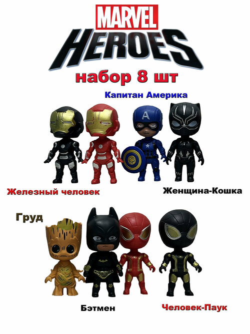 Набор фигурок Супергероев Марвел 8 шт (Marvel Heroes)