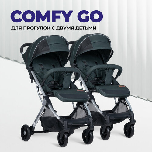 фото Коляска прогулочная для двойни farfello comfy go, зеленый