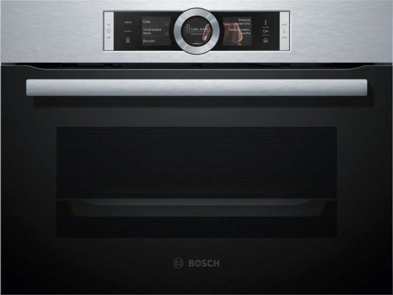 фото Встраиваемый духовой шкаф с СВЧ Bosch CMG 676BS1, серебристый