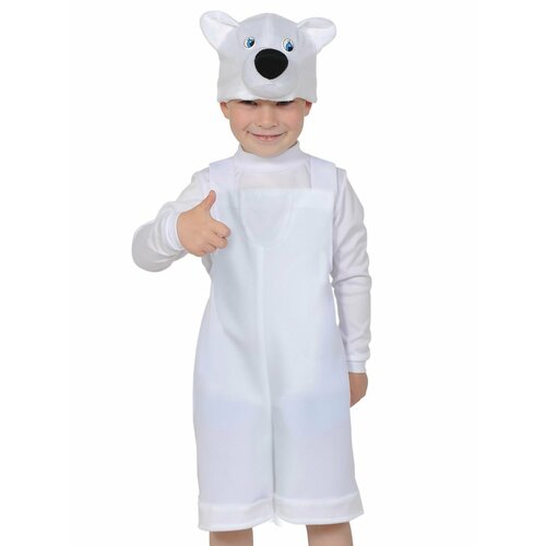 Карнавальный костюм Мишка полярный ткань-плюш, детский, размер М, рост 122-134см карнавальный костюм снегирь ткань плюш детский размер м 122 134см
