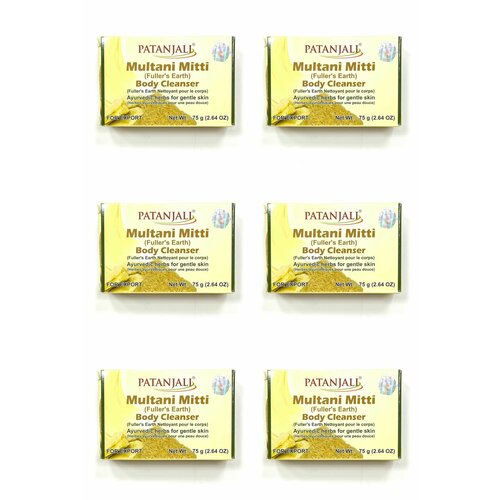 Patanjali Мыло для тела Мултани митти, 75 гр, 6 шт.