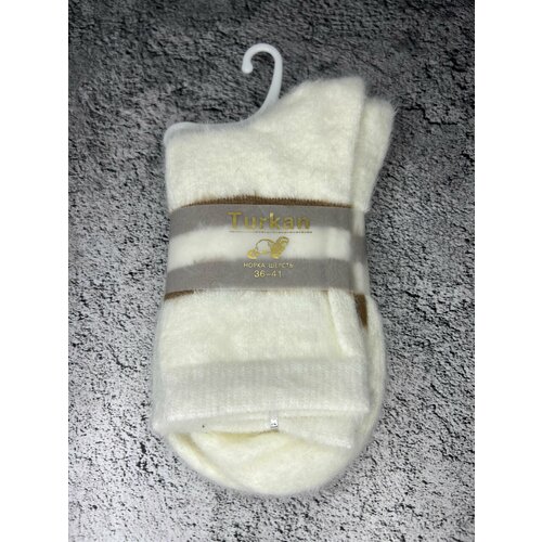 Носки , размер 36-41, коричневый, белый женские теплые носки из норки 1 пара