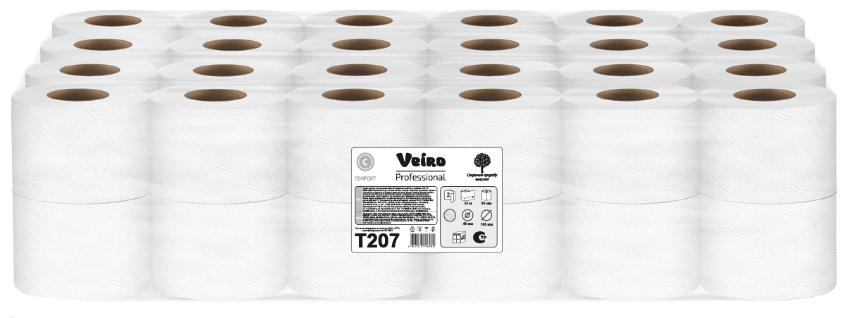 Туалетная бумага Veiro Professional Comfort T207 двухслойная, 1 упаковка - 48 рулонов по 25 метров