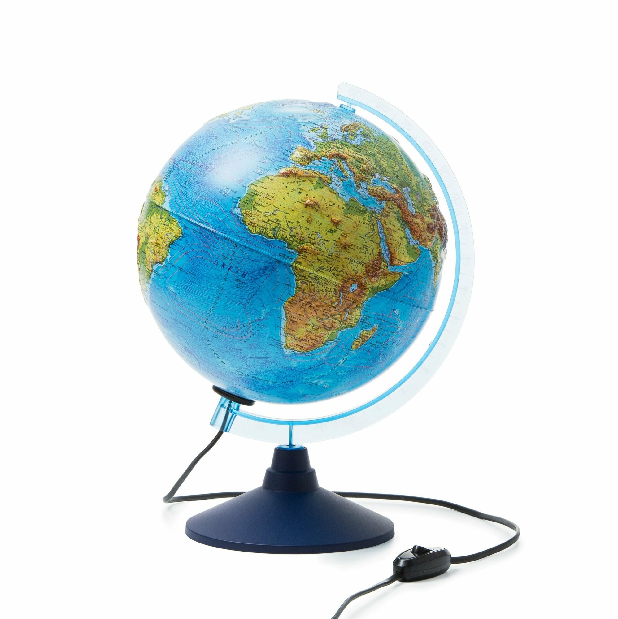 Глобус Земли физико политический Классик Евро Рельефный с подсветкой 250мм Ке022500195 Ке012100195