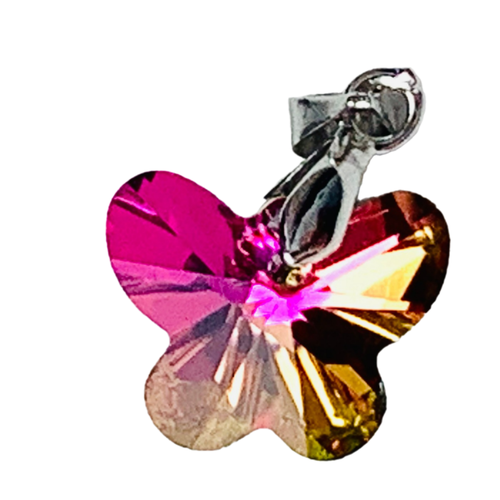 Подвеска Butterfly, кристаллы Swarovski, желтый, розовый