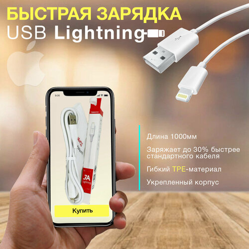 Провод TRANYOO для быстрой зарядки USB Lightning, 1 м, 1 шт. Белый