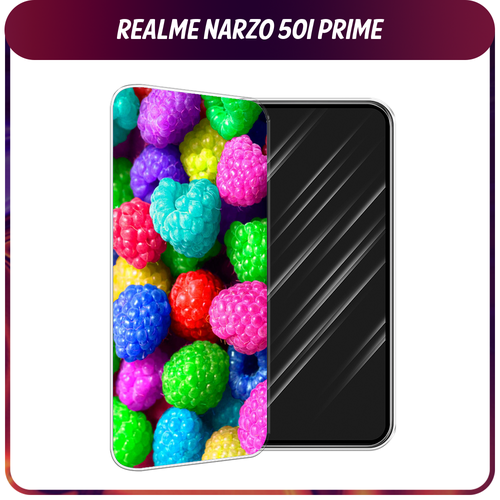 Силиконовый чехол на Realme Narzo 50i Prime / Реалми Нарзо 50i Прайм Леденцовая малина силиконовый чехол на realme narzo 50i prime реалми нарзо 50i прайм маленькие ромашки прозрачный