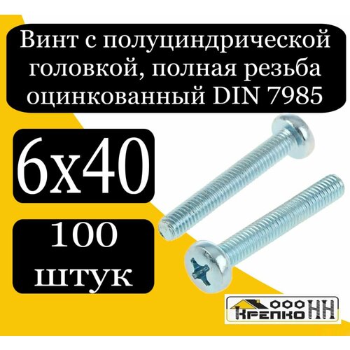 Винт с полуцилиндрич голов полн резьба оцинк 6х40 740₽