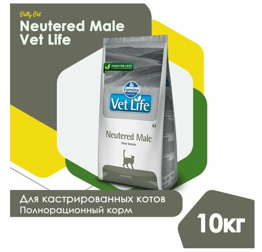 Сухой диетический корм Farmina Vet Life для взрослых кошек Neutered Male, курица, 400г - фото №3