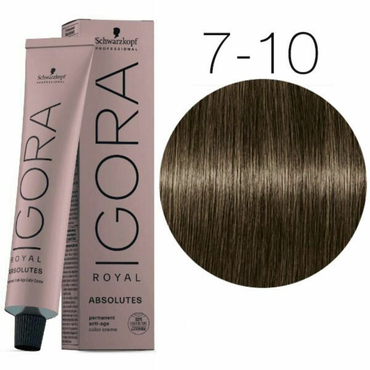 Schwarzkopf IGORA ROYAL Absolute 7-10 Средний русый сандрэ натуральный Стойкая крем-краска для седых волос 60 мл