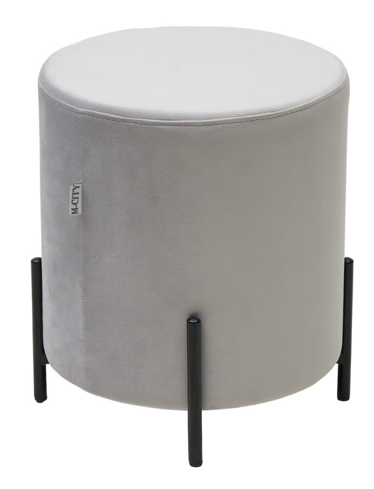 фото Пуф для гостиной феликс круглый светло-серый BM-4, велюр / черный каркас