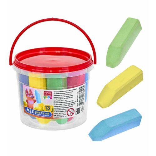 Мел цветной крупный 13шт в ведерке Зверята 473₽