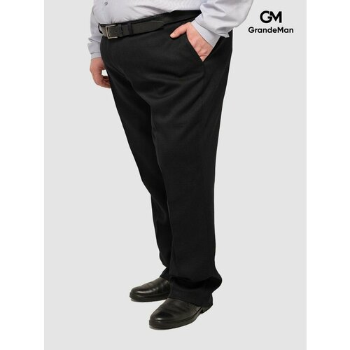 Брюки классические GrandeMan, размер 66/176, серый, черный брюки grandeman размер 66 176 серый