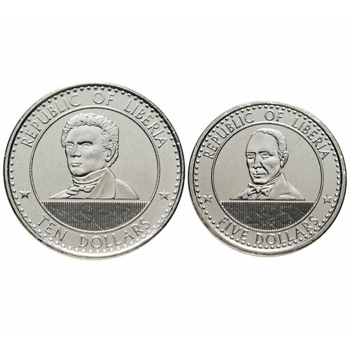 Либерия набор из 2 монет - 5 и 10 долларов 2022 года UNC