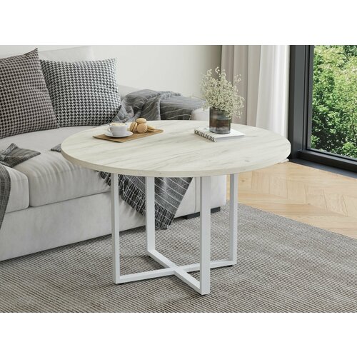 Журнальный столик круглый Айсберг Лофт 100 белыйдуб крафт белый 8590₽