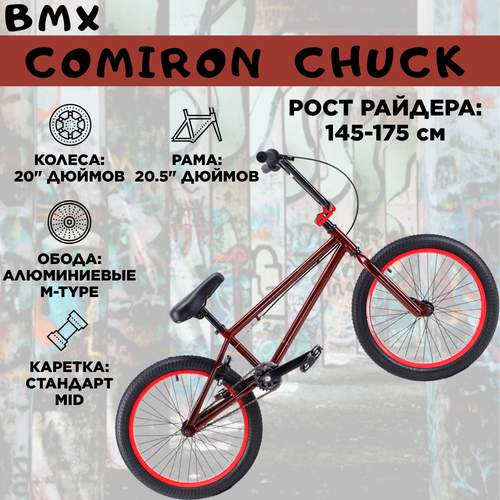 Велосипед BMX 20 COMIRON CHUCK Рама 20.5 OPALE RED / рост 145-175