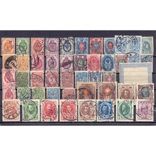 Набор почтовых марок Россия Империя 1984-1917 года. Гашеные. Не частые, 47 штук.