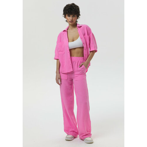 модный топ qiwn 2023 футболка спортивные брюки уличная одежда новый повседневный женский спортивный костюм с принтом FEELZ, размер L, розовый