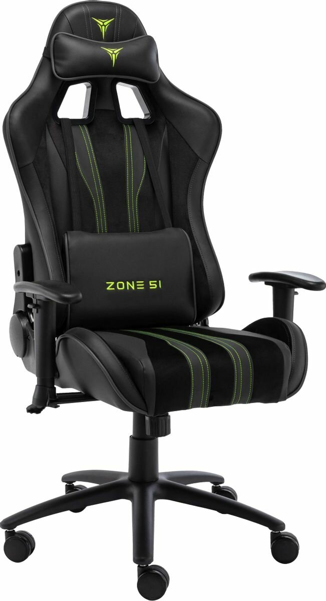 Кресло игровое ZONE 51 Gravity, на колесиках, эко. кожа/замшевая ткань, черный [z51-grv-b]