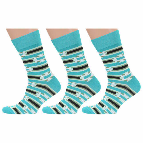 Носки MoscowSocksClub, 3 пары, размер 29, бирюзовый