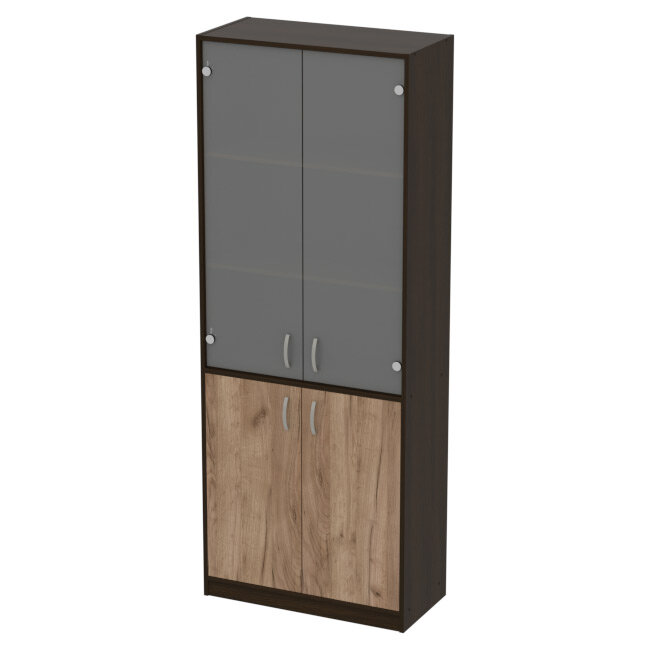 фото Шкаф Меб-фф Офисный шкаф ШБ-3+А5 матовый цвет Венге+Дуб Крафт 77/37/201