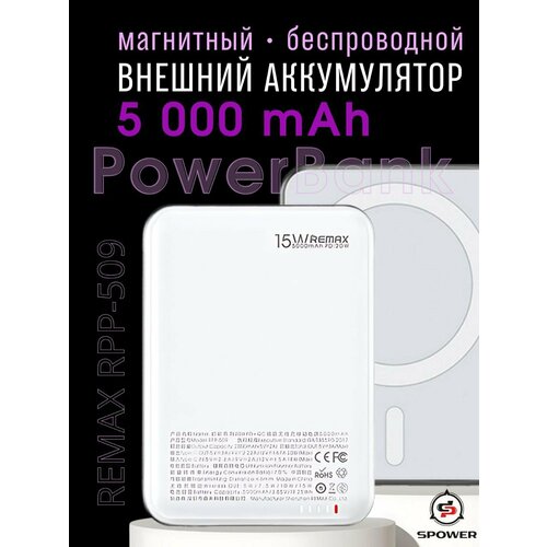 Power Bank внешний магнитный аккумулятор белый портативный аккумулятор remax proda mink ppl 21 5000 mah белый