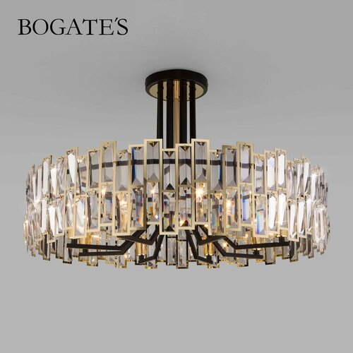 Люстра Bogates Умная люстра Bogates Zolletta 339/8 Strotskis Smart, E14, 480 Вт, кол-во ламп: 8 шт., цвет арматуры: черный, цвет плафона: золотой, Wi-Fi, E14, 480 Вт, кол-во ламп: 8 шт., цвет: черный