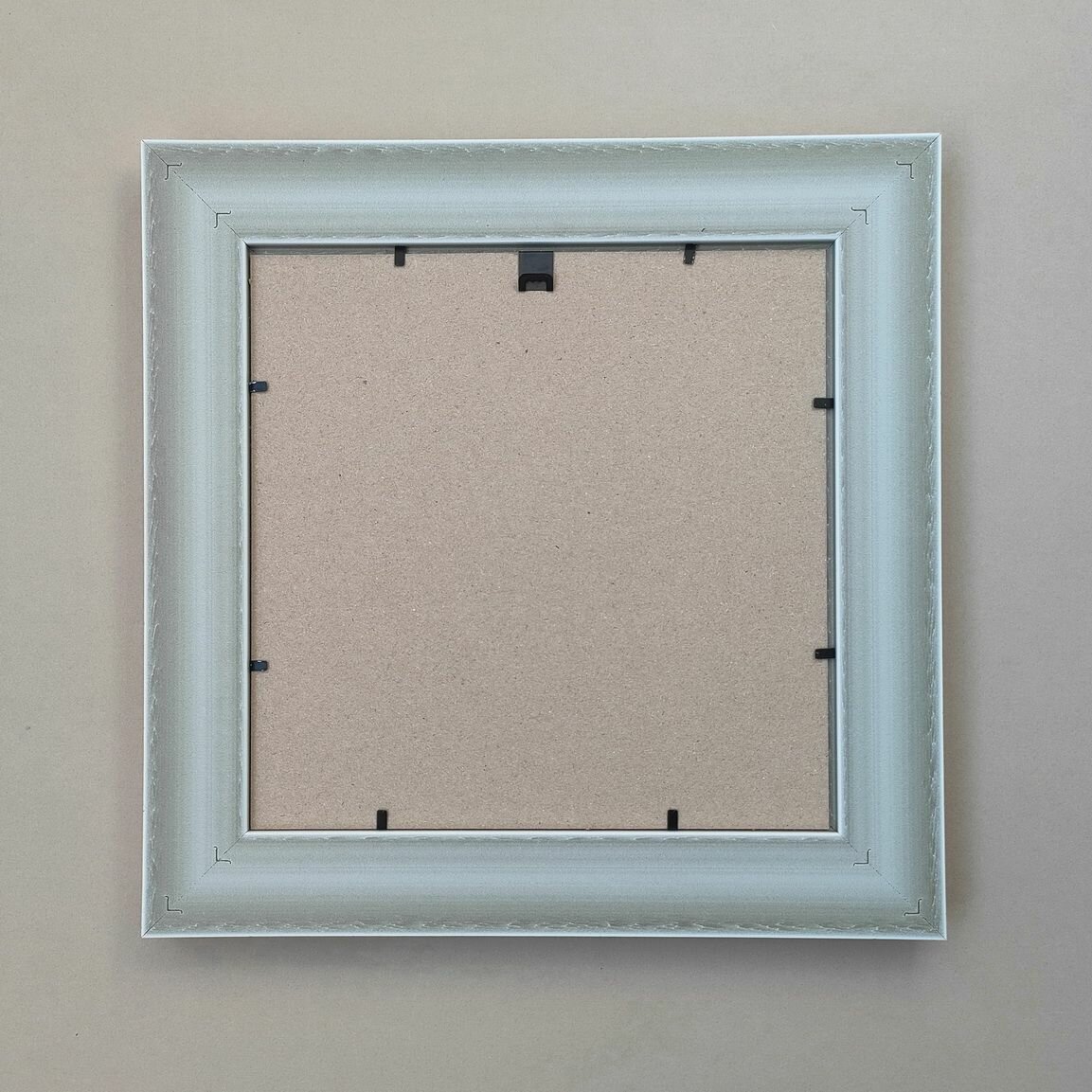 Багетная рама 33x33 см (BR33.34), со стеклом и задником, пластик, цвет: песочный, с эффектом паспарту — фото 1