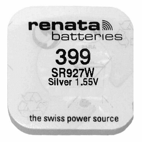Батарейка для часов Renata 399 SR 927 W 1.55V, 55mAh, 9.5x2.7mm, в блистере 1 шт, 2 штуки